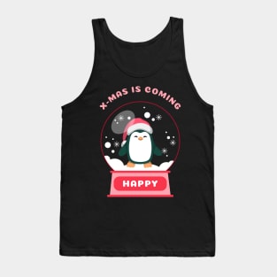 Xmas Is Coming Happy Penguin (Red) Tank Top